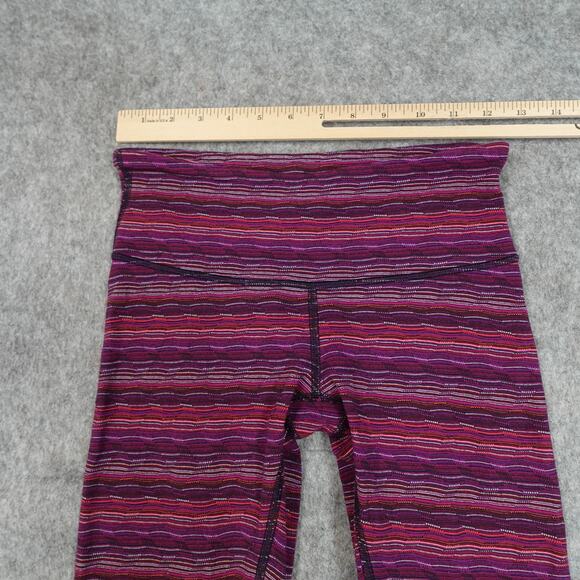 Lululemon Leggings Womens 4 Wunder Under Low Rise 32" Pink Striped Yoga Run Gym - Picture 2 of 9